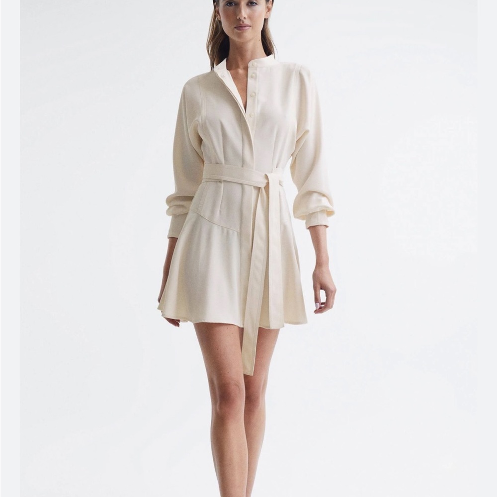 NWT Reiss Leia short belted dress (cream)